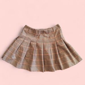 H&M Tan & Black Pleated Mini Skirt